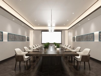 现代小会议室3D模型下载